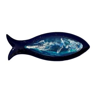 Ocean Waves Resign Ceramic Fish Plate